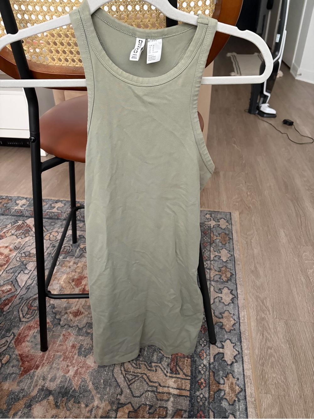 Divided Olive Green Ribbed Tank Mini Dress